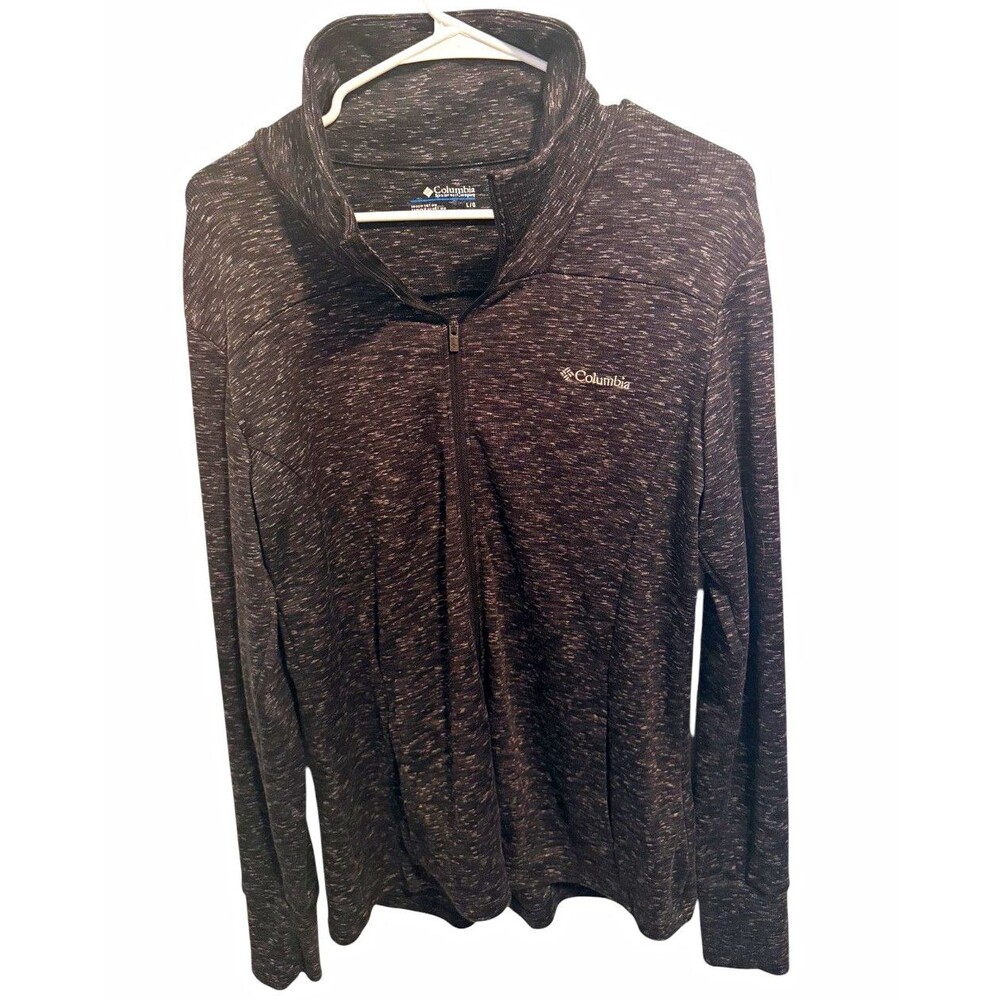 Columbia Men's size Large Black Heathered Full Zip Mock Neck Polyester Jacket